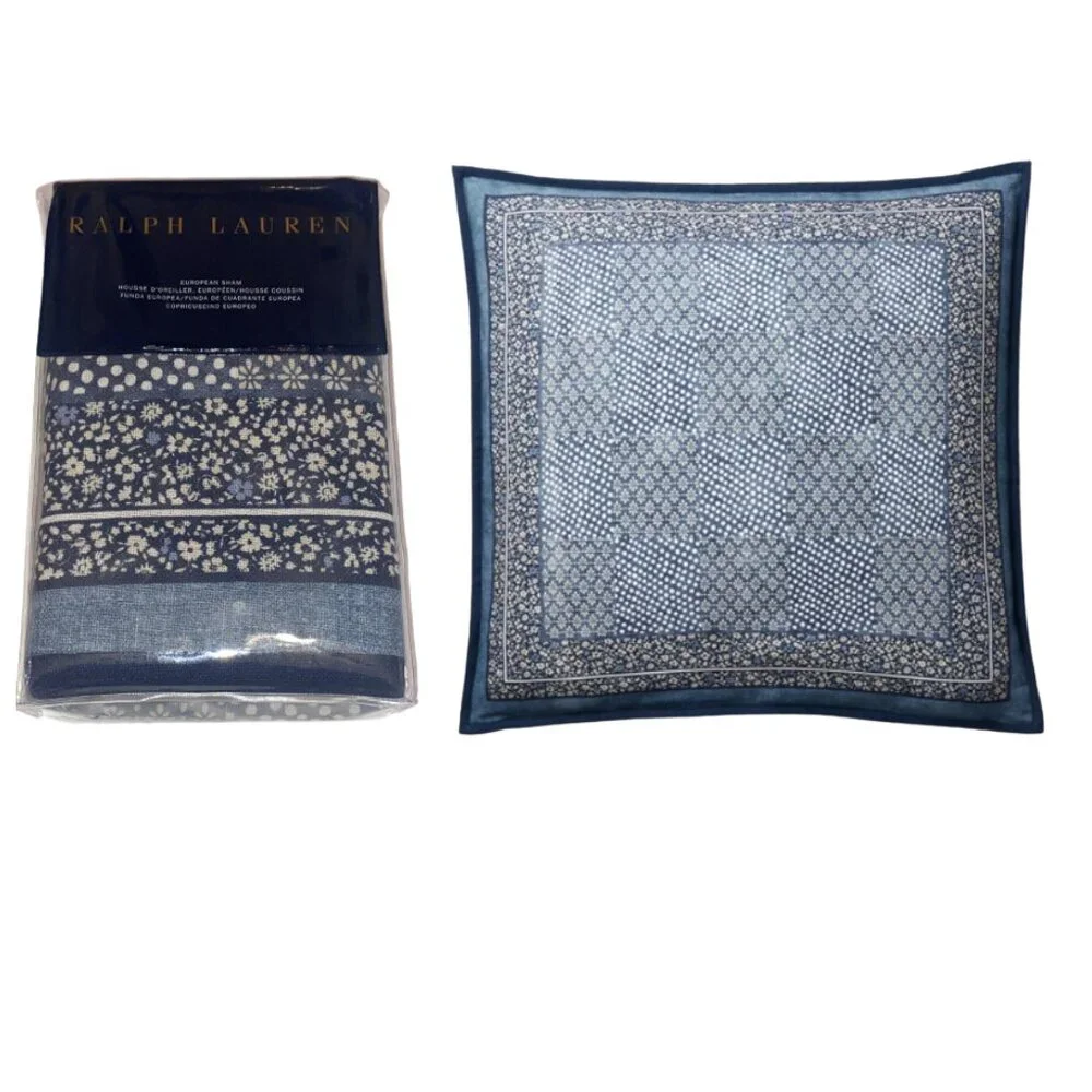 Ralph Lauren Sham Linden Floral Lysa Euro Sham Blue Looks Good with Denim